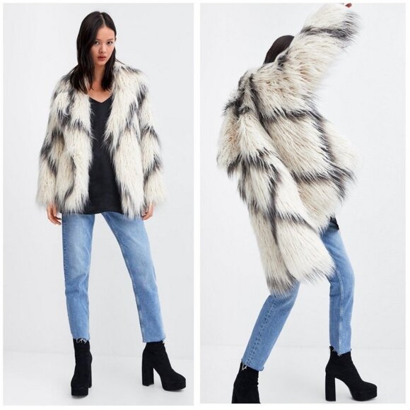 Zara Mongolian Faux Fur Shaggy Jacket, NWT, M - Picture 2 of 16